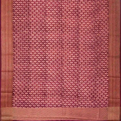 Maroon Woven Chanderi Cotton Saree With Zari Border