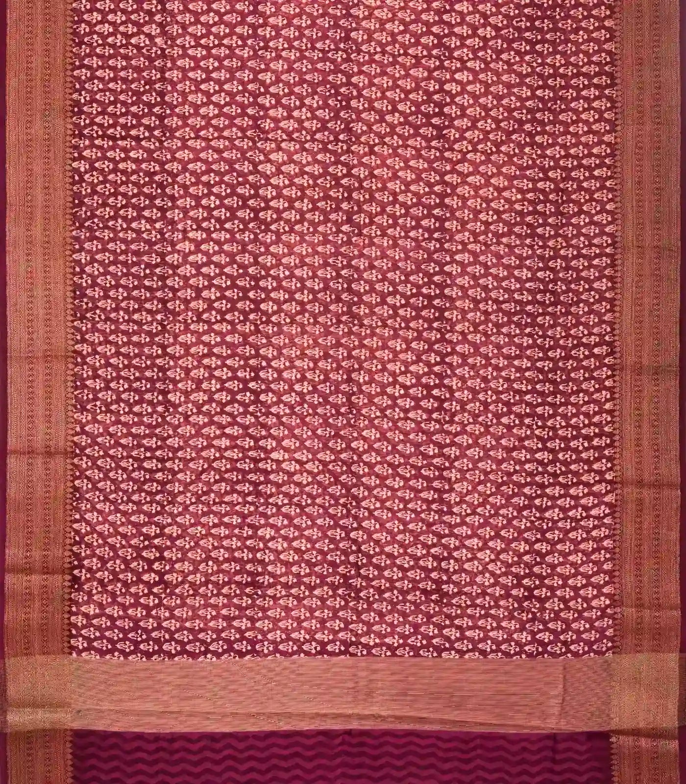 Maroon Woven Chanderi Cotton Saree With Zari Border