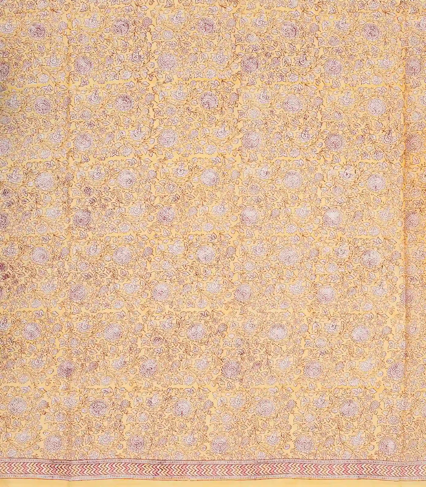 Sandal Woven Jaipur Cotton Saree Printed And Floral Motifs