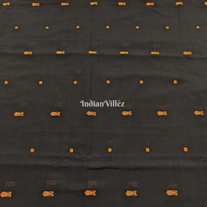 Black Fish & Flower Motif Odisha Ikat Bomkai Cotton Fabric