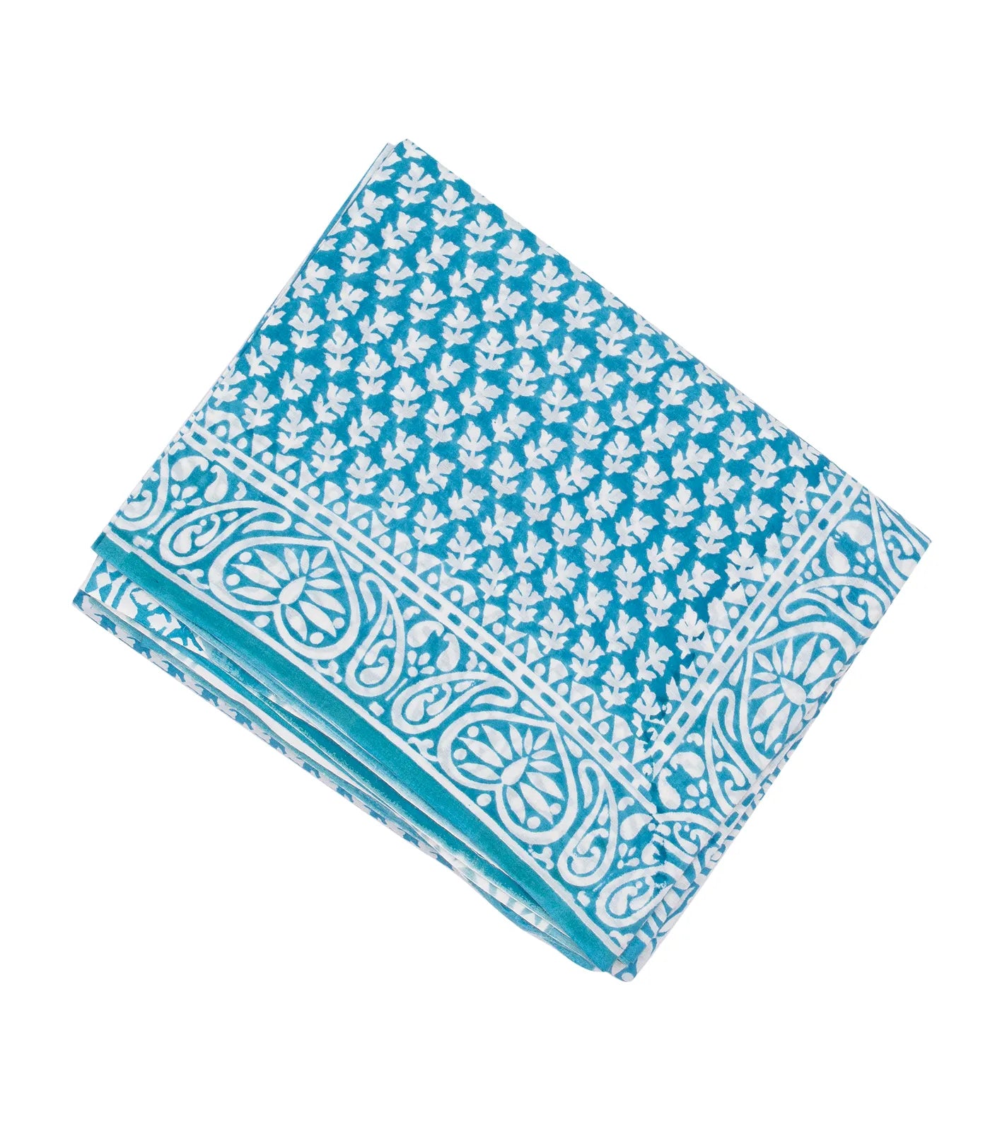 Blue Woven Jaipur Cotton Saree Printed With White Floral Motifs