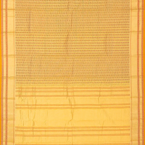 Sandal Handloom Kanchi Cotton Saree With Checks & Diamond Motifs