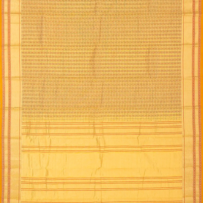 Sandal Handloom Kanchi Cotton Saree With Checks & Diamond Motifs