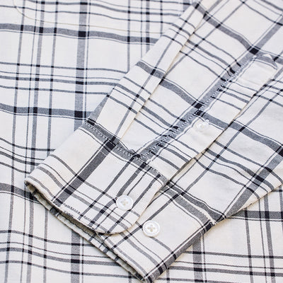 Off White Checks Regular Fit Shirt