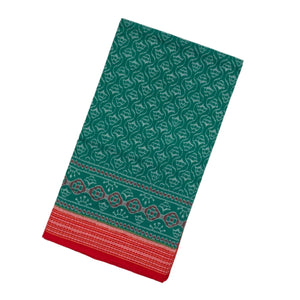 Cyan Handloom Orissa Cotton Saree With Tie & Dye Floral Motifs