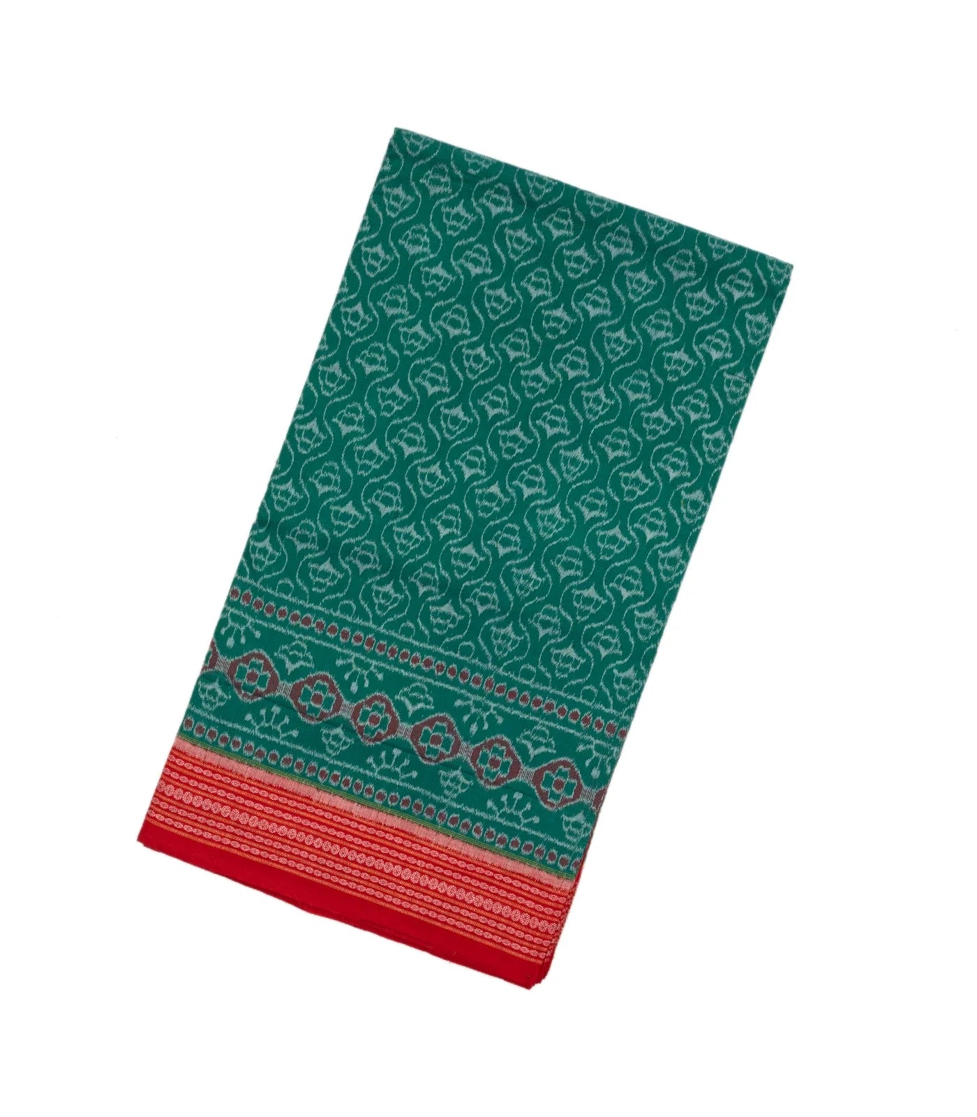 Cyan Handloom Orissa Cotton Saree With Tie & Dye Floral Motifs