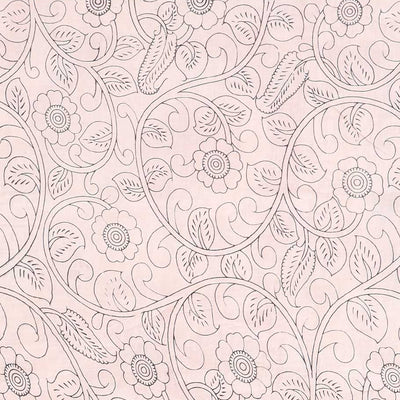 Brown floral & peacock machine-printed kalamkari cotton saree, contrast floral border & animal motifs pallu
