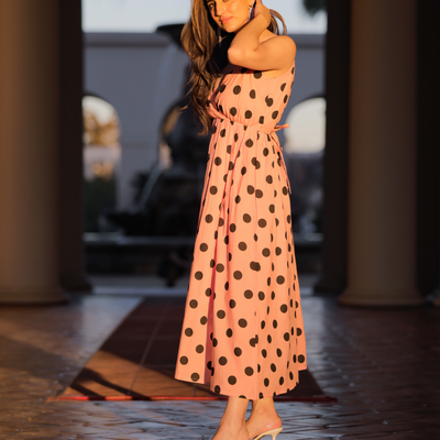 Peach Fuzz Polka Cotton Dress