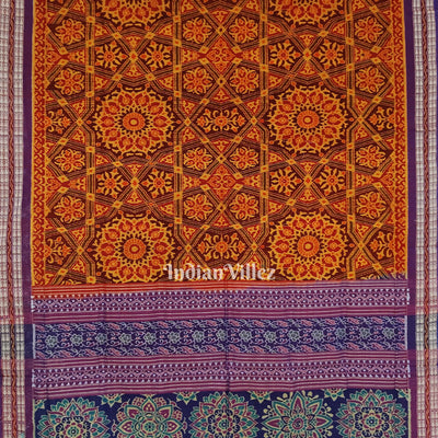 Flower Theme Pure Sambalpuri Ikat Silk*Cotton (Bapta) Saree