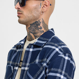 Navy Checks Relaxed Fit Overshirt