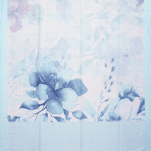 Light Blue Handloom Linen Saree With Printed Flowers