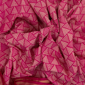 Pink Woven Jaipur Cotton Saree With Printed Triangle Motifs