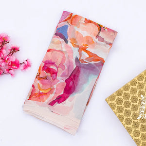 Cream Georgette Silk Saree Printed With Floral Motifs