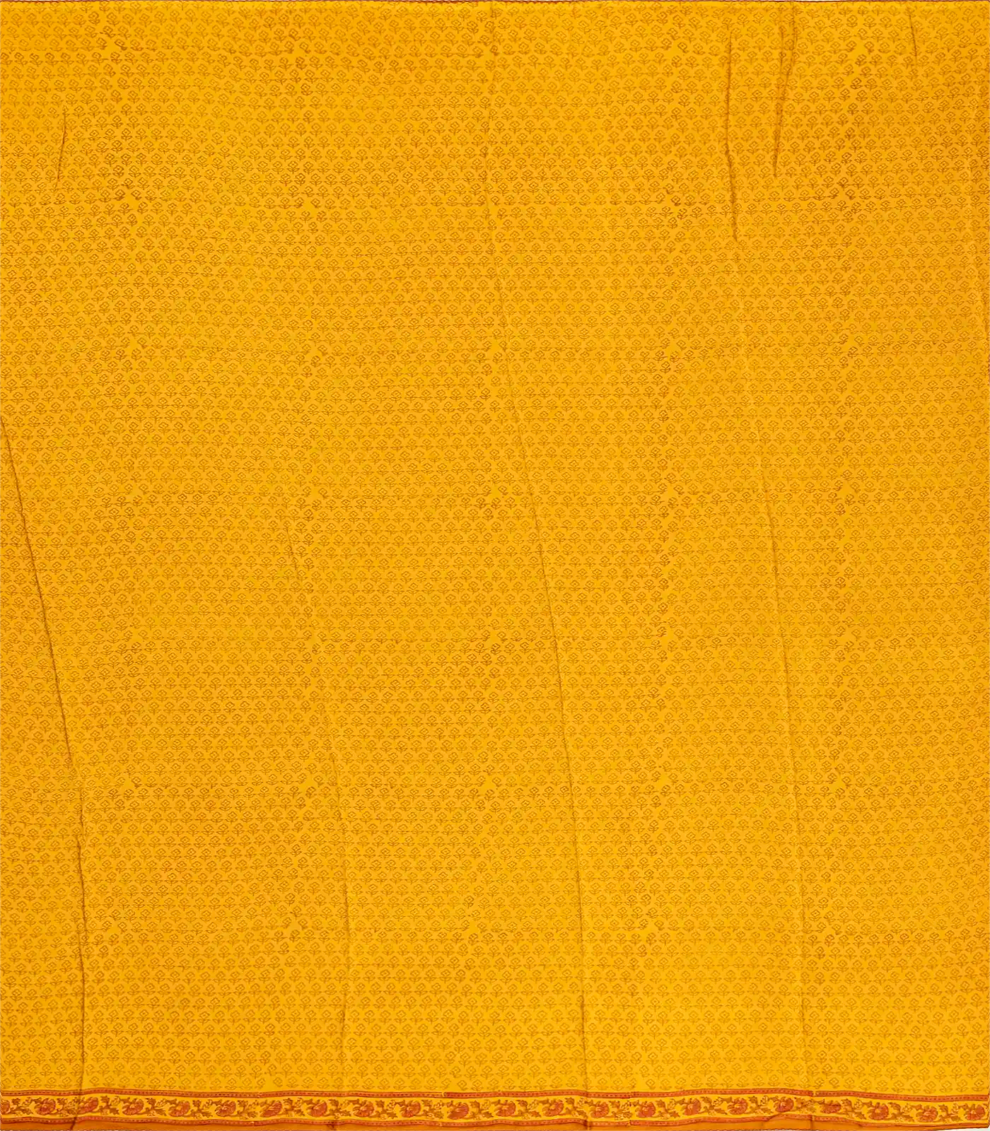 Mustard  Handwoven Banarasi Georgette Silk Saree Printed With Floral Motifs