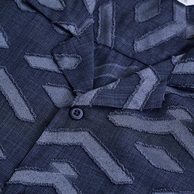 Dark Blue Geometric Box Fit Shirt