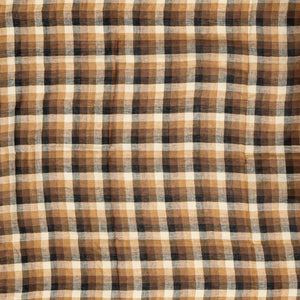 Brown Handloom Linen Saree With Striped Pallu