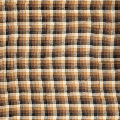 Brown Handloom Linen Saree With Striped Pallu