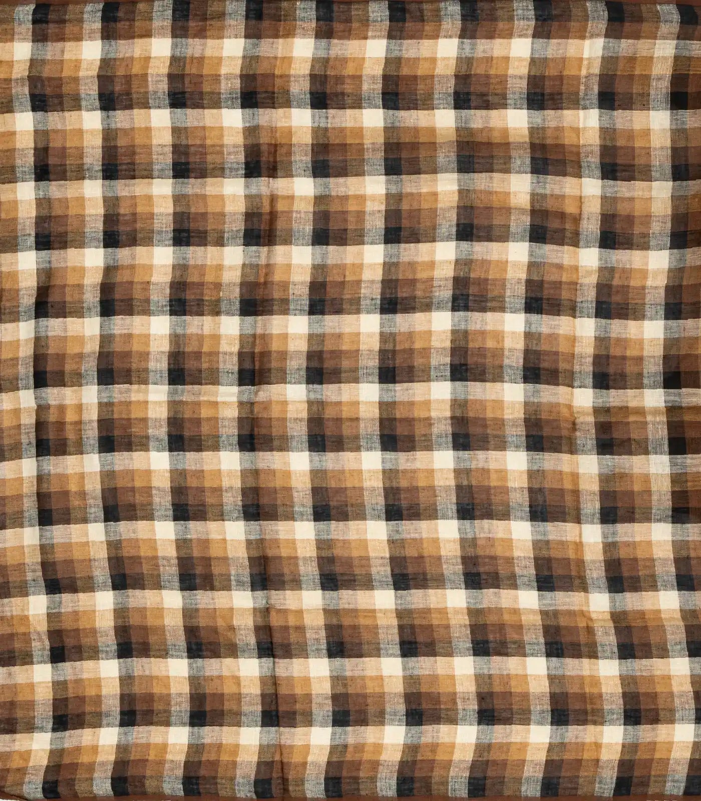 Brown Handloom Linen Saree With Striped Pallu