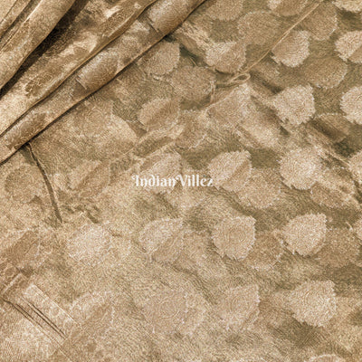 Army Green Zari Woven Banarasi Tissue Saree