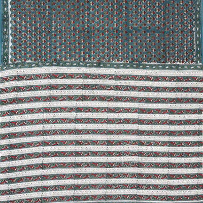 Blue Woven Jaipur Cotton Saree With Printed Floral Motifs