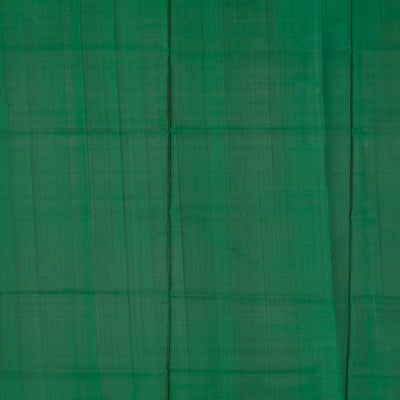 Dark Green Handloom Uppada Silk Saree With Floral Buttas & Zari Border
