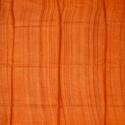 Rust Handloom Tussar Silk Saree With Printed Floral Motifs