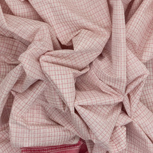 Off White Handloom Kanchi Cotton Saree With Checks & Dots