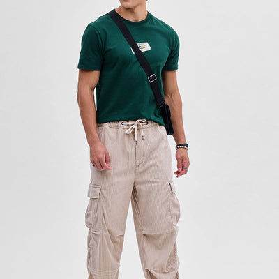 Beige Corduroy Baggy Fit Cargo