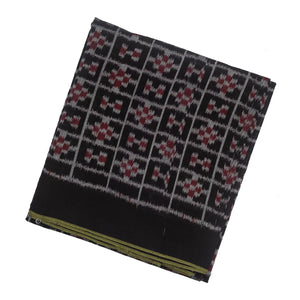 Black Handloom Orissa Cotton Saree With Tie & Dye Checks & Motifs