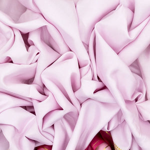 Lavender Mysore Plain Crepe Silk Saree With Contrast Pink Border