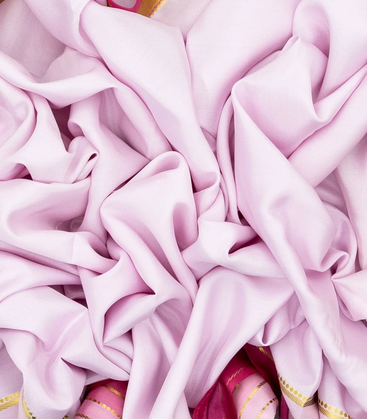 Lavender Mysore Plain Crepe Silk Saree With Contrast Pink Border