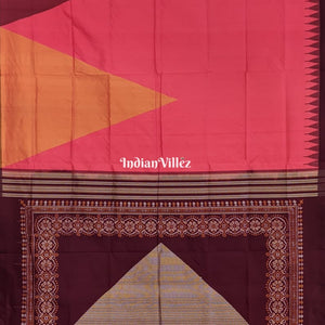 Peach Pyramid Odisha Ikat Sambalpuri Silk Saree
