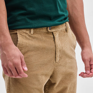 Beige Corduroy Slim Fit Trousers