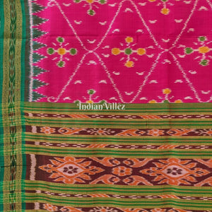 Rani Color Odisha Ikat Khandua Silk Saree