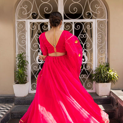 ORGANZA PUFF SLEEVES LEHENGA