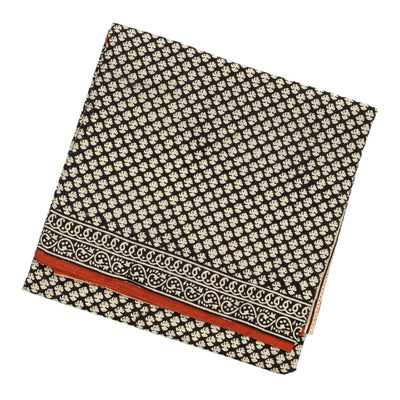 Black Woven Jaipur Cotton Saree Printed With Flower Motifs