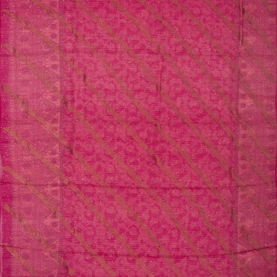 Pink Handwoven Organza & Linen Partly Saree
