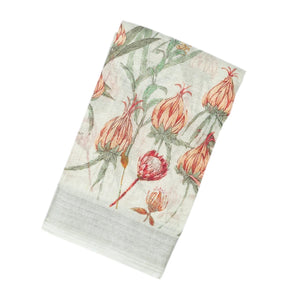 White Handloom Linen Saree With Printed Bird Motifs