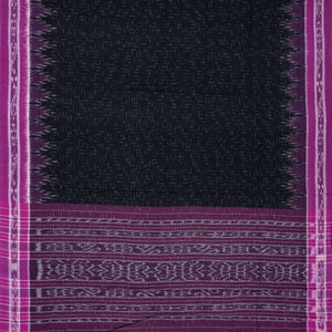 Black Handloom Orissa Cotton Saree With Purple Border