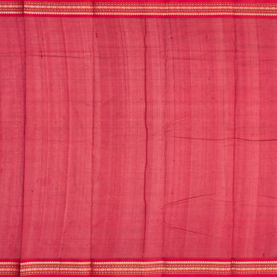 Black Handloom Korvai Kanchi Cotton Saree With Annam And Rudaksham Motifs in A Pink Border