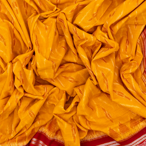 Yellow Orissa Cotton Saree With Tie & Dye Floral Motifs