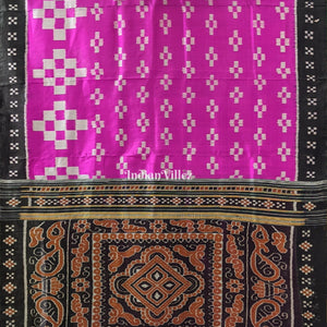 Rani Pink Black Pasapali Contemporary Silk Saree