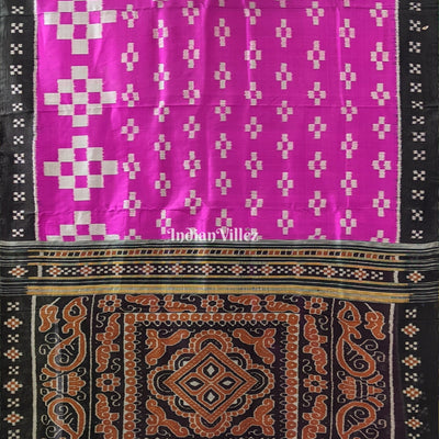 Rani Pink Black Pasapali Contemporary Silk Saree