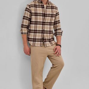 Dark Blue Flannel Checks Overshirt