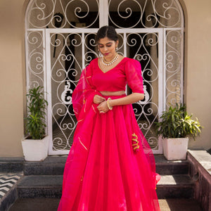 ORGANZA PUFF SLEEVES LEHENGA
