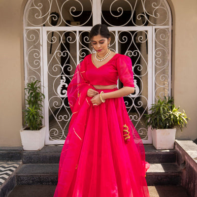 ORGANZA PUFF SLEEVES LEHENGA
