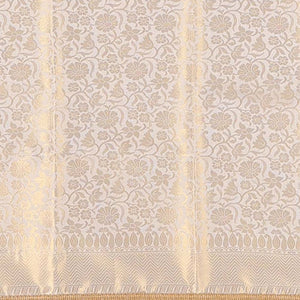 Mustard geometric design semi-banaras tissue silk saree with fringe border & floral vine design pallu