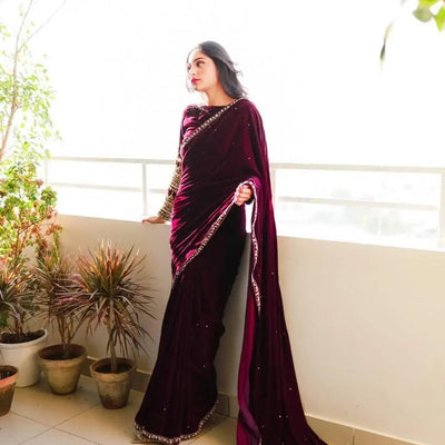 Ethenika  Party Wear Velvet Saree