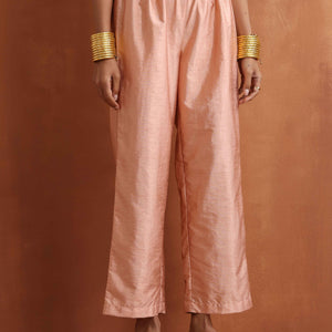 trueBrowns Blush Pink Tissue Flared Anarkali Kurta Set