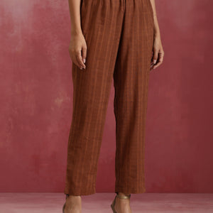 trueBrowns Brown Cotton Dobby Kurta Co-ord set